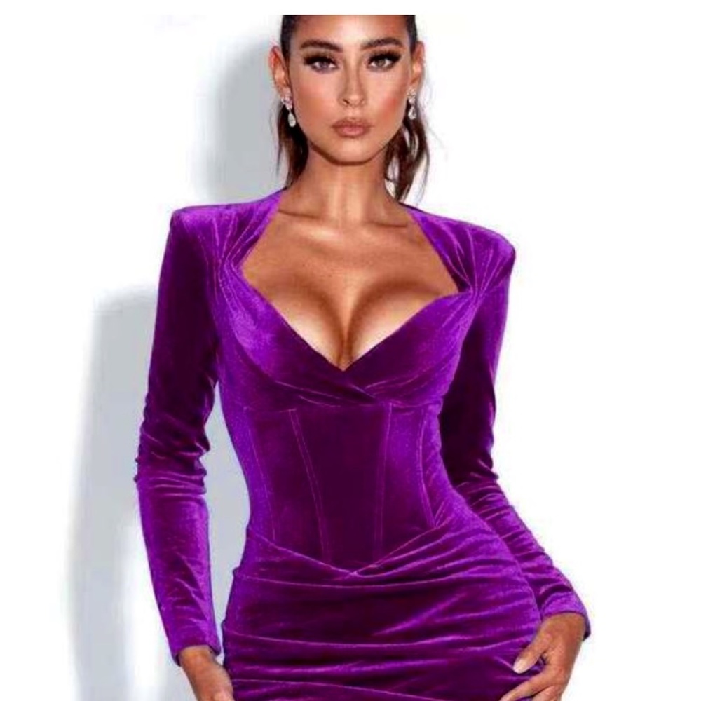 Gorgeous Violet Velvet Cocktail Dress